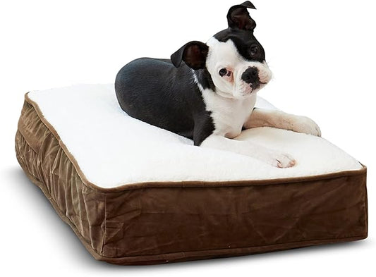 South Pine Porch Buddy Reversible Rectangle Pillow Style Microfiber and Sherpa Dog Bed with Removable, Machine-Washable Cover, Latte Sherpa, Extra Small (24 in. x 18 in.)