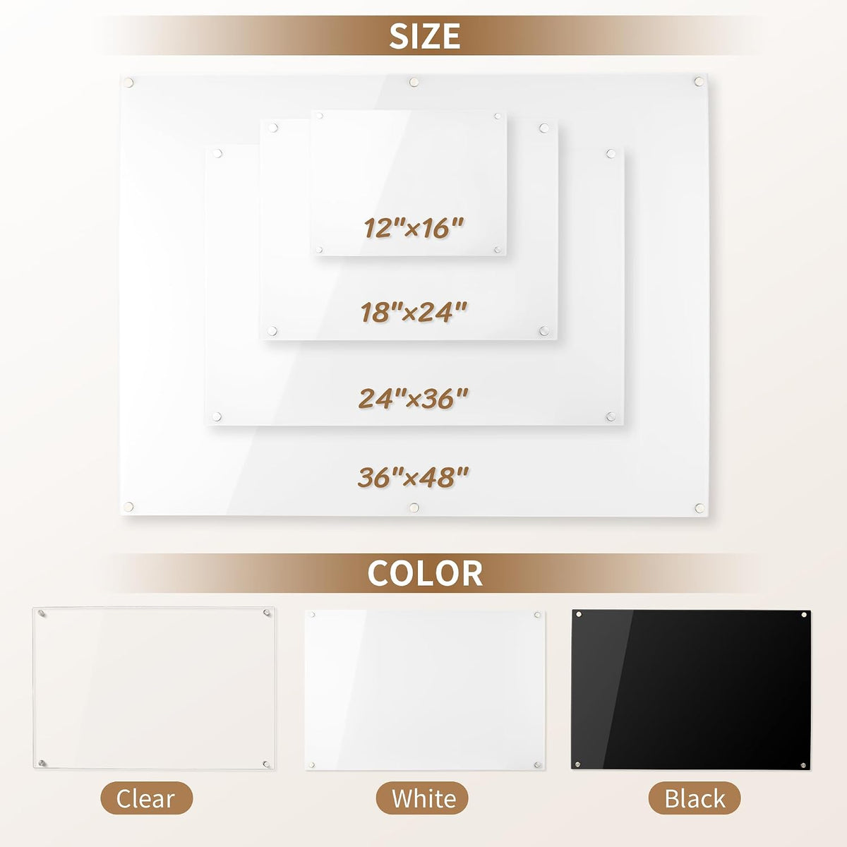 Acrylic Black Magnetic Dry Erase Board for Wall, White Board12”x16”,Frameless Magnetic Dry Erase Board for Office,Classroom and Home,Adults.3040B