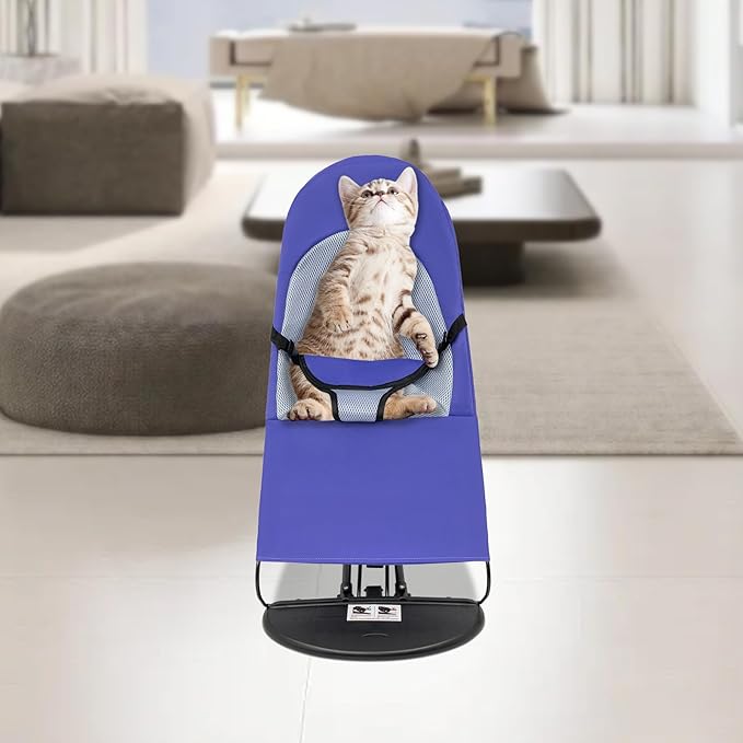 Pet Rocking Chair, 3-Level Height Adjustable Small Pet Rocker,Portable Foldable Rocker Bed for Small Dogs and Cats with Washable Cover, 33Lbs Weight Capacity, No Assembly Required (Purple)