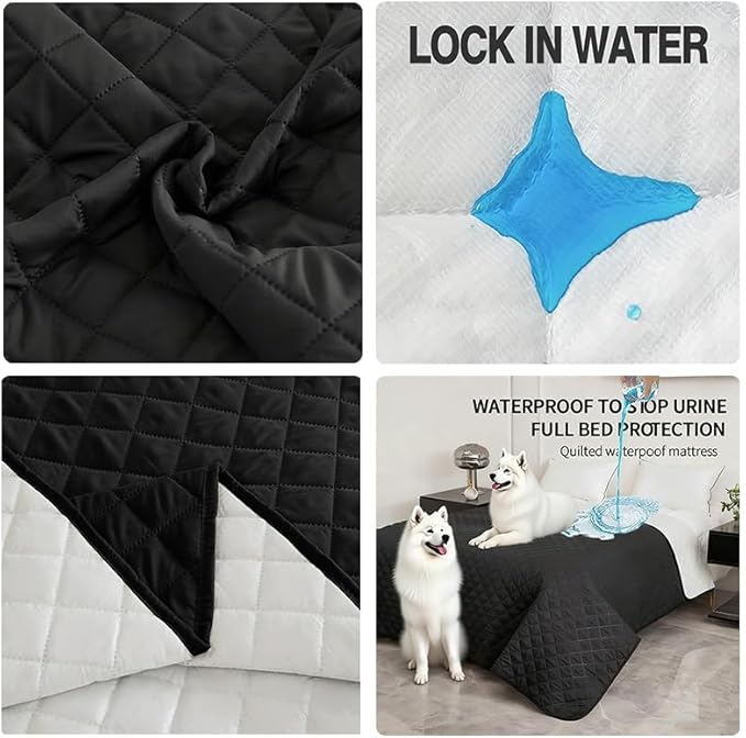 Waterproof Dog Bed Cover, Non-Slip Pet Blanket for Furniture, Washable Couch Cover, Repleasement Sofa Cover Washable pad for Dog Blanket Protection,Travel or Home Use (86.2X86.2 in,Black)