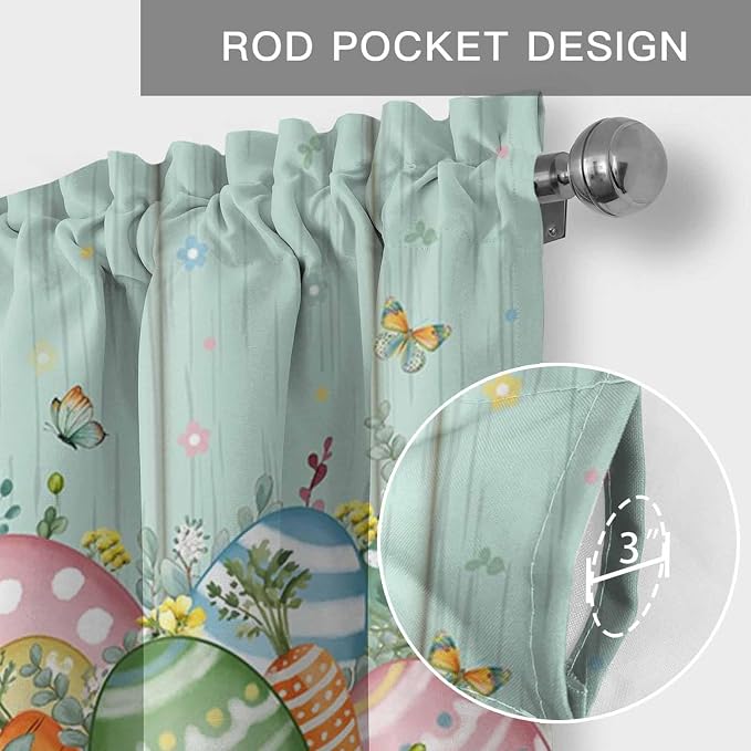 Easter Curtain Valances for Windows, Kitchen Valance Window Treatment, Spring