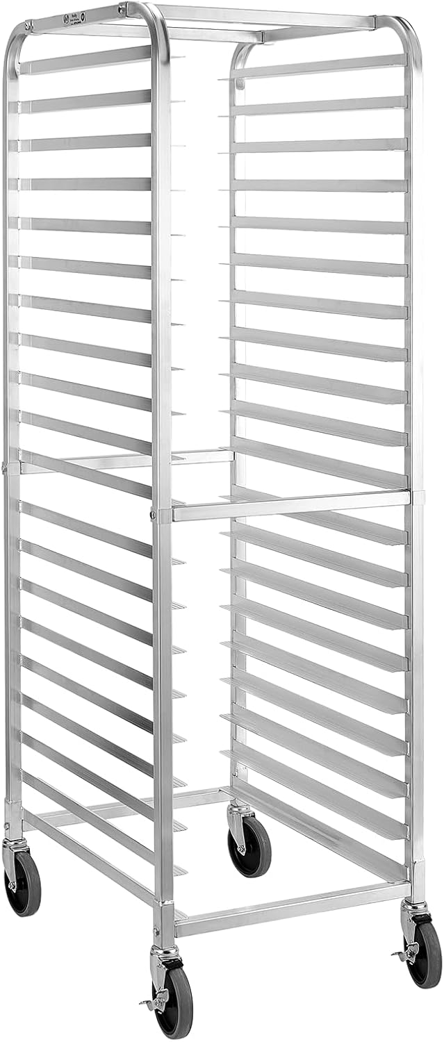Hally Bun Pan Rack 20 Tier with Wheels Commercial Bakery Racking Aluminum