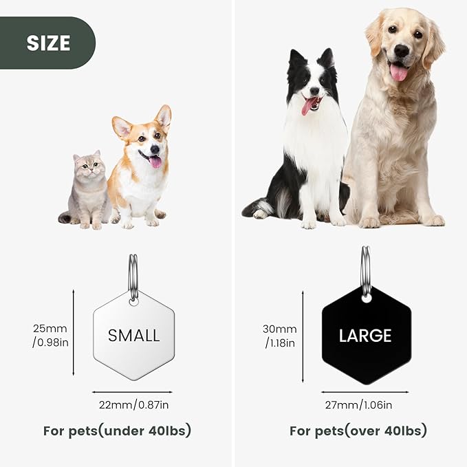 YEHANTI Personalized Dog Tags Engraved for Pets - Stainless Steel Custom Dog Cat Tag with Various Cute and Beautiful Icons, Double Sided Engraved Pet ID Tags Dog Name Tag, Hexagon
