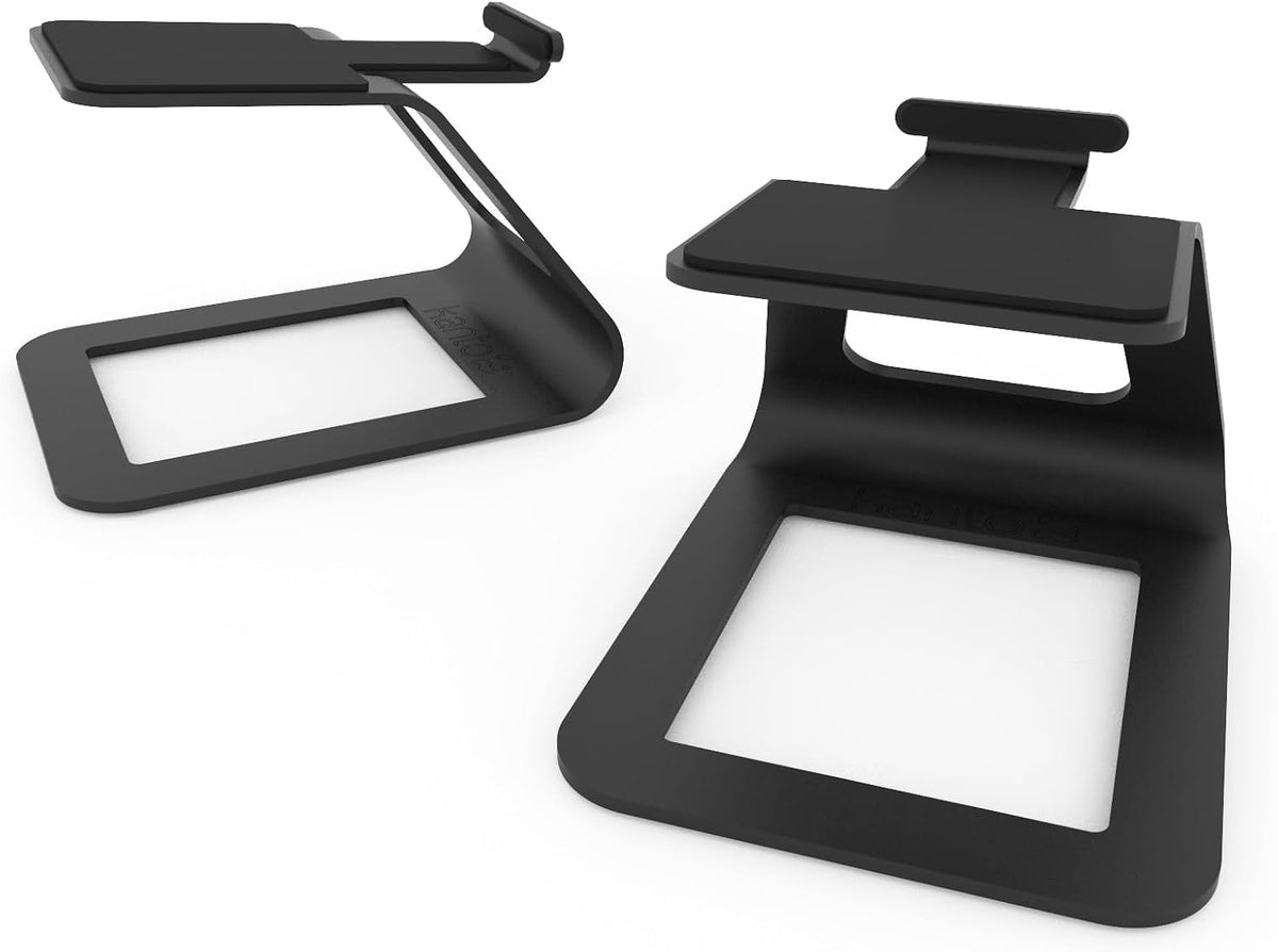 Kanto SE2 Elevated Desktop Speaker Stands for Small Speakers & Compact 2”-3” Studio Monitors - 3.8” Tall - Supports 7.1 lbs - Damping 1.5 mm Silicone Padding - Pair - Black - Pair