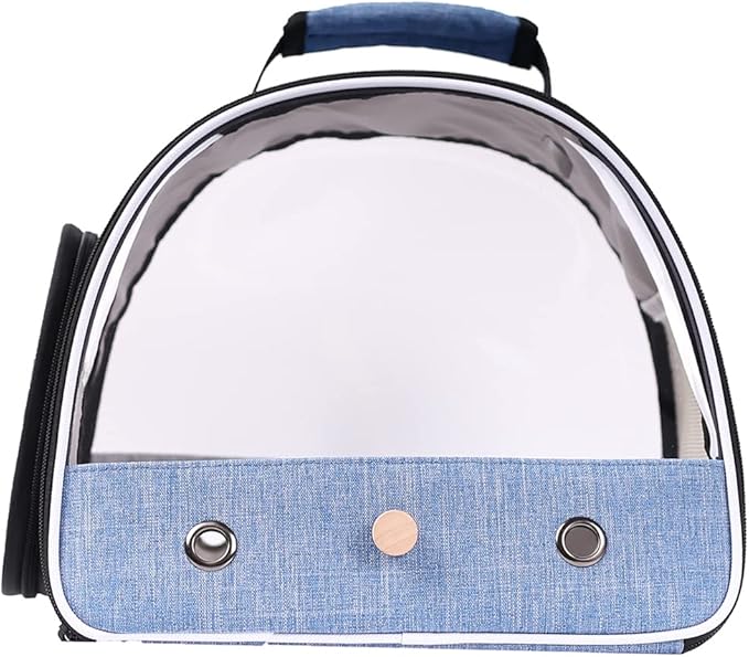 Small Bird Travel Carrier, Portable Bird Travel Carrier for Parakeet, Parrot, Budgie, Guinea Pig, Bearded Dragon Reptile Carrier for Hiking Vet Visit Bicycle Ride (Blue)
