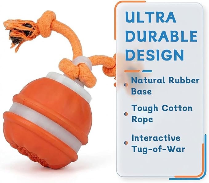 Zealburst Interactive Dog Toy, 360° Smart Automatic Rolling Moving Toy for Bored Dogs & Cats, Self-Moving Pet Toy, 【Orange】