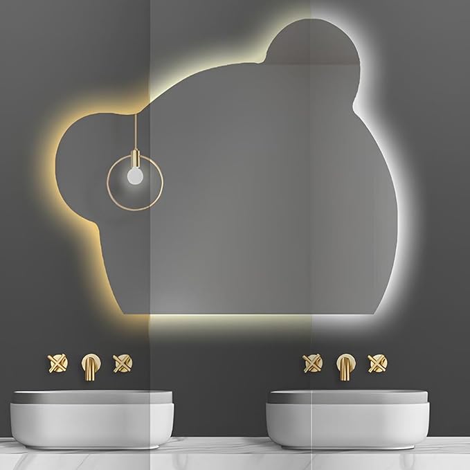 LTSRLL LED Vanity Mirror Cute Bear Decorative Mirror