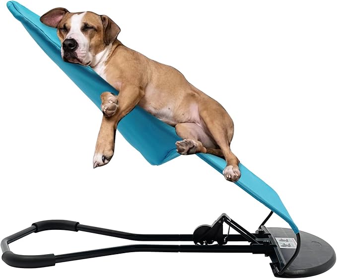 Pet Rocking Chair, Portable Foldable Pet Rocker Bed with 3-Level Height Adjustment, Pet Hammock for Small Dogs & Cats up to 33lbs, Breathable Mesh Hanging Bed with Safety Buckle (Blue)