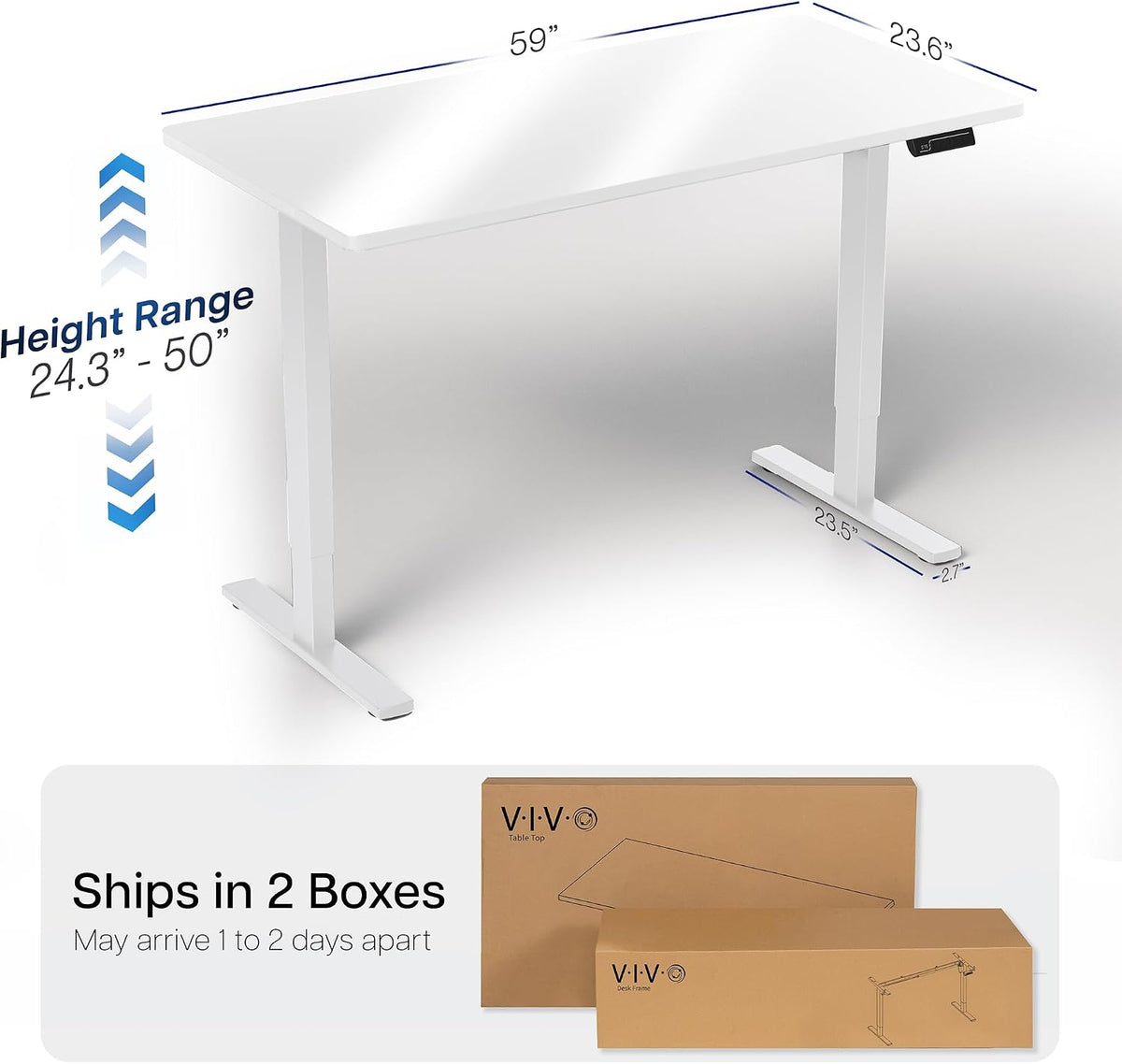 VIVO White Dry Erase 60 x 24 in Standing Desk, DESK-KIT-2W6WE