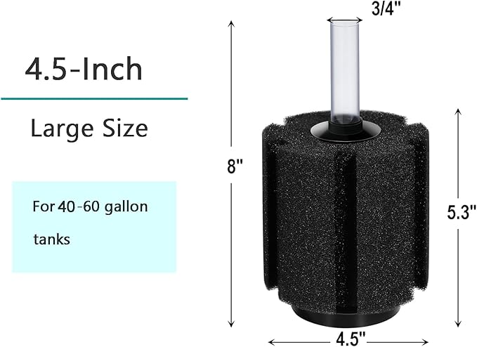 AQUANEAT Aquarium Bio Sponge Filter Breeding Fry Betta Shrimp Nano Fish Tank (Large up to 60Gal)