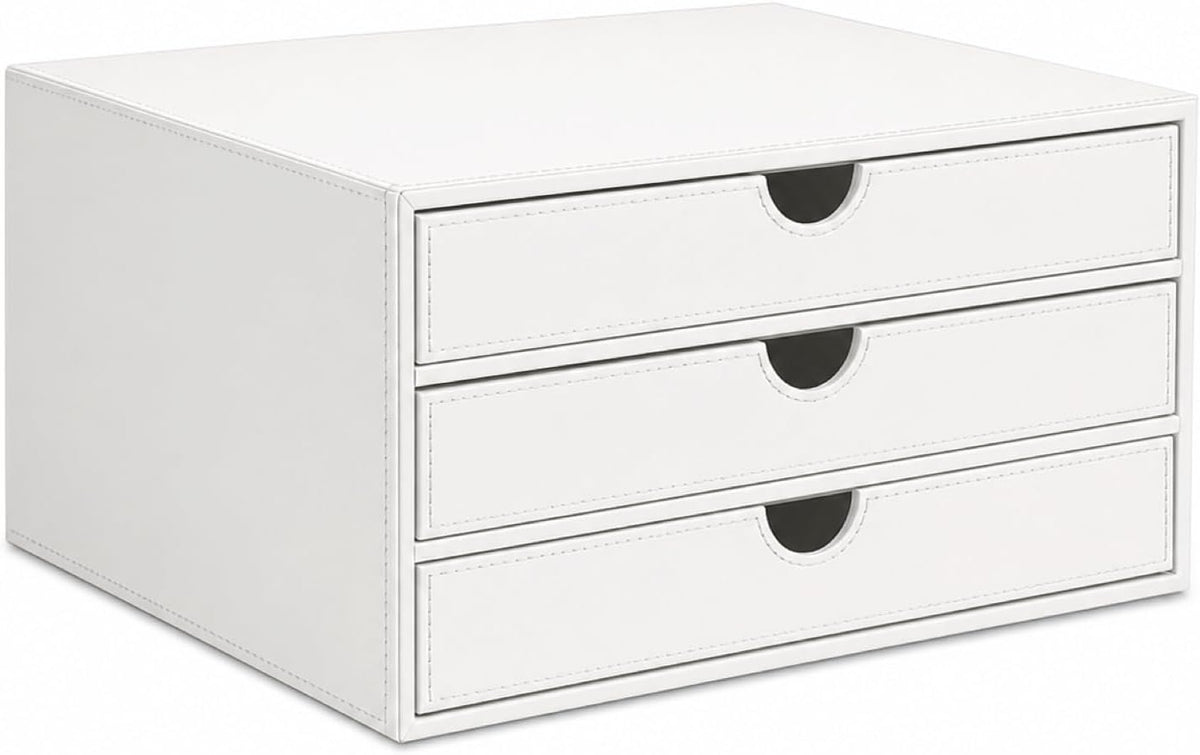 UnionBasic Document Organizer, 3-Drawer File Cabinet Document Storage Box, Office Desktop Filing Organizer, White