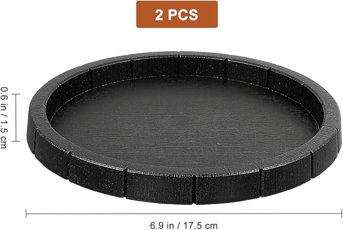 Popetpop 2 Pcs Reptile Feeding Dish: Plastic Turtle Food Bowl, Reptile Food Dish for Tortoise, Leopard Gecko, Lizard, Bearded Dragon, Snake Drinking and Eating (Black, 6.9 Inch)