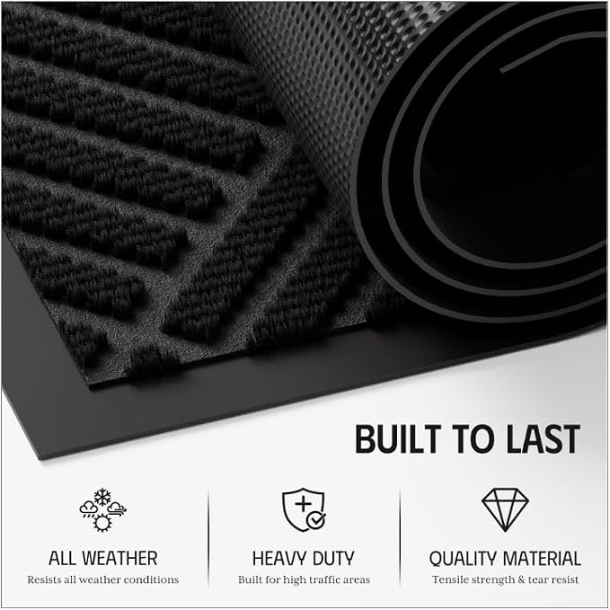 Dirt Trapper Door Mat 3' x 5', Rubber Backing Non Slip Heavy Duty Welcome Mat