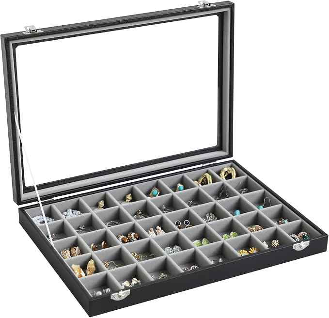 Stratalife Jewelry Organizer 40 Grid Gray Black Jewelry Tray