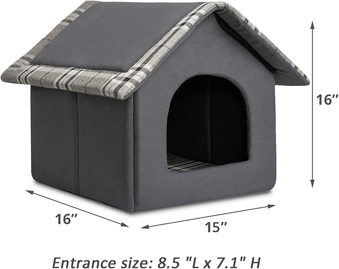 Hollypet Cozy Pet Bed Warm Cave Nest Sleeping Bed Puppy House for Cats and Small Dogs, Gray