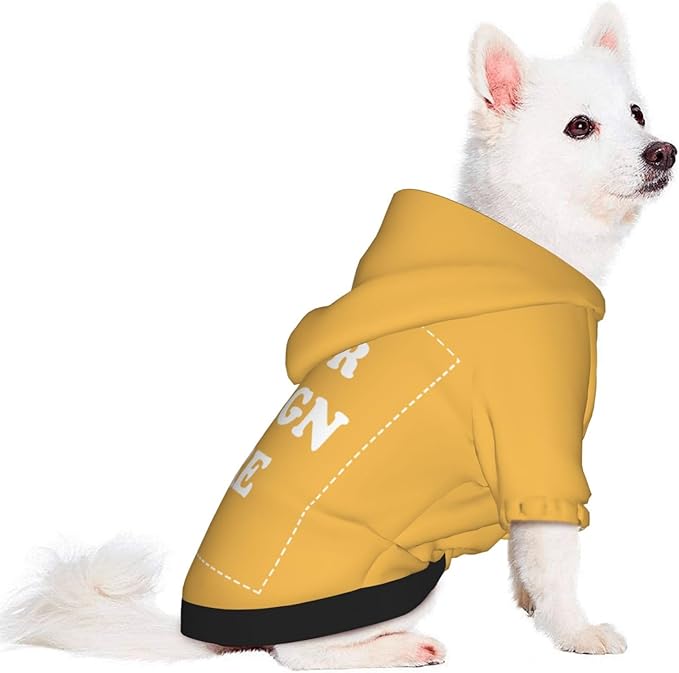 Dog Costume, Custom Dog Hoodie, Dog Name Costume Holiday Pet Pajamas Outfit, Personalized Pet Coat Costumes for Small Medium Large Dogs and Cats for Winter, Gold, L
