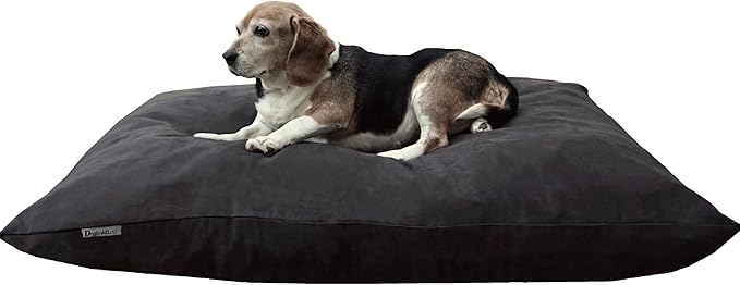 Dogbed4less Shredded Memory Foam Pillow Dog Bed with Waterproof Liner and Machine Washable Cover (Espresso Mircosuede, Large 48"X29")