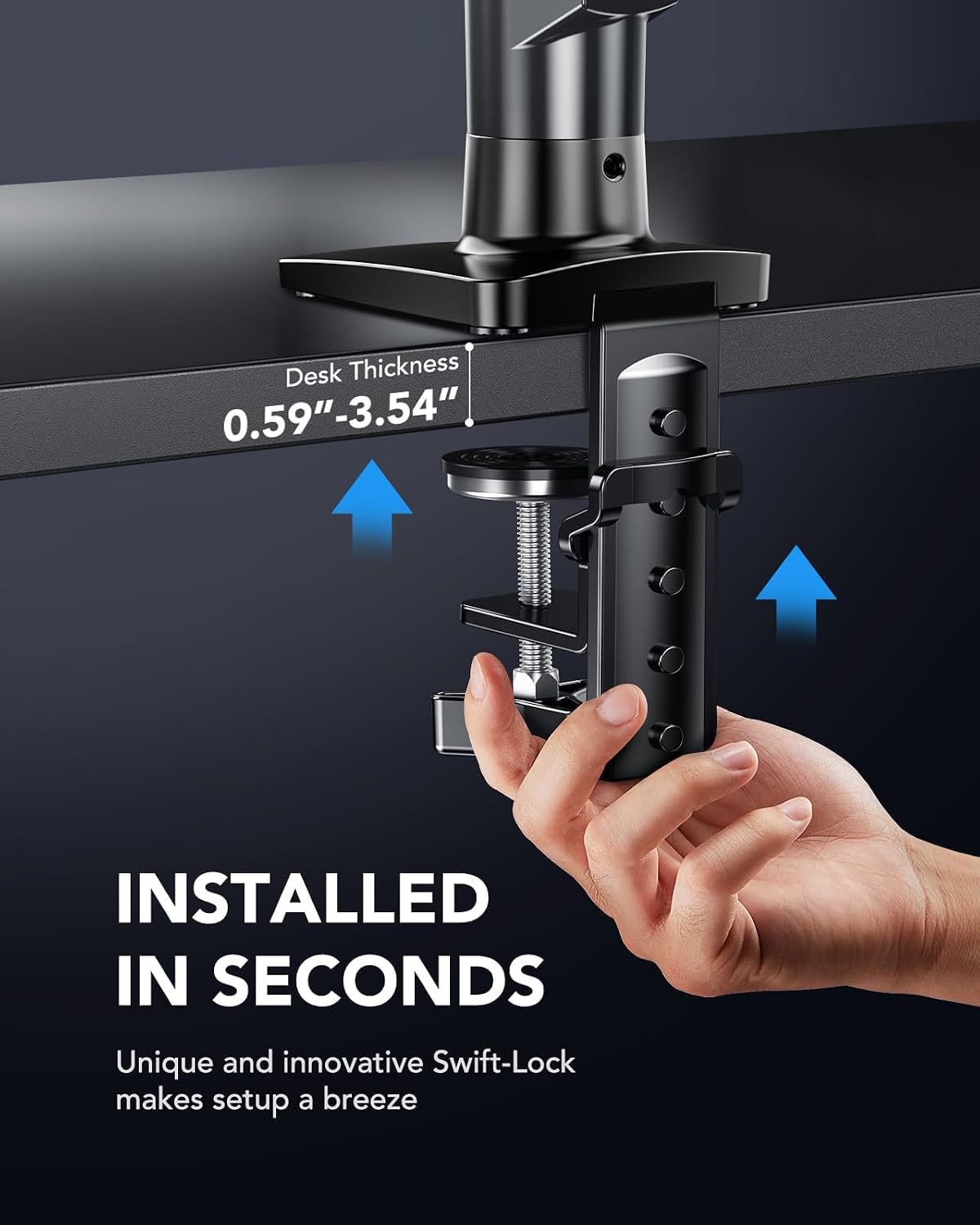 HUANUO 2 Pack Monitor Arm for Dual Monitor Setup, Single Monitor Mount for 13 to 32 Inch Screens, Adjustable VESA Monitor Stand with Clamp and Grommet Base, Each Arm Holds 4.4 to 19.8 lbs