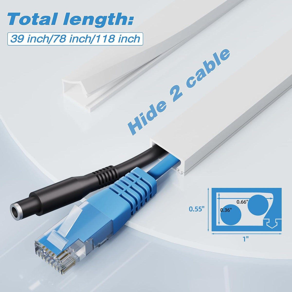 118" Silicone Cord Hider for 2-3 Cords, Self-Adhesive Large Wall Cord Cover