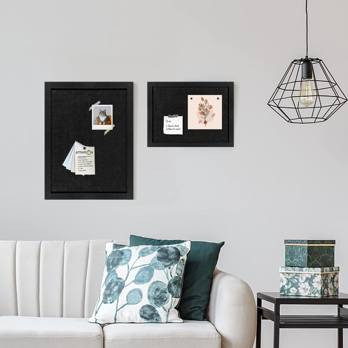 Cork Board Bulletin Board, Black Frame Cork Boards for Walls with Felt, Decorative Hanging Pin Board for Home School Office, Vision Board(4358,All Black,1pc)