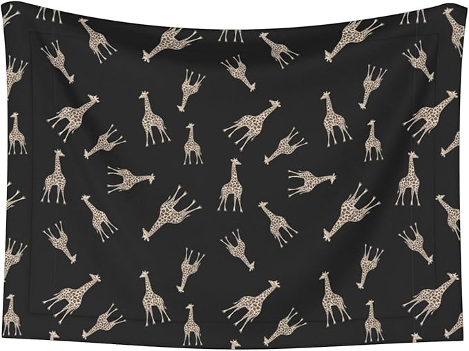Two Sided Plush Pet Blanket for Crates Carriers Home Use, Giraffe Leopard Print On Black, Reversible Throw with Cozy Dot Fabric and Silky Reverse for Small Large Pets