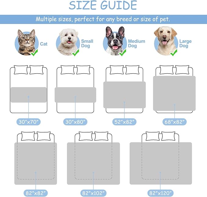 SPXTEX 100% Waterproof Dog Bed Cover, Reusable Pet Furniture Cover, Non-Slip Dog Blanket Incontinence Mattress, for Kids Children Dog Cats Cover Sofa Couch(82x102 Inches, Dark Gray)