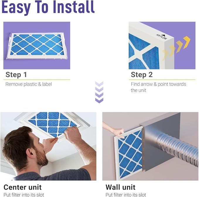 20x25x4 HVAC Air Filter, MERV 11, Easy Install, Long-Lasting