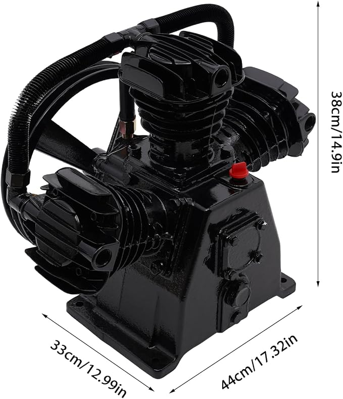 Air Compressor Pump Head, 5-HP Single-Stage Inline-Twin Replacement Air