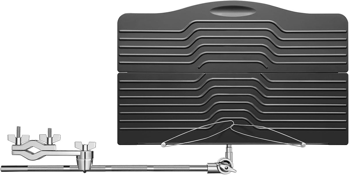 Donner Sheet Music Holder, Adjustable Clamp On Sheet Music Tray for Drummers with Multi-Joint Arm, Space-Saving Percussion Sheet Music Tray for Acoustic Electric Drum, Fits 15-35mm Cymbal Stands