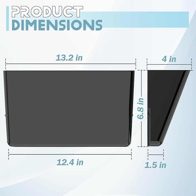Clear Acrylic Single Pocket, Plastic Hanging Wall Mount File Holder for Office Home (Black, 2 Pack)