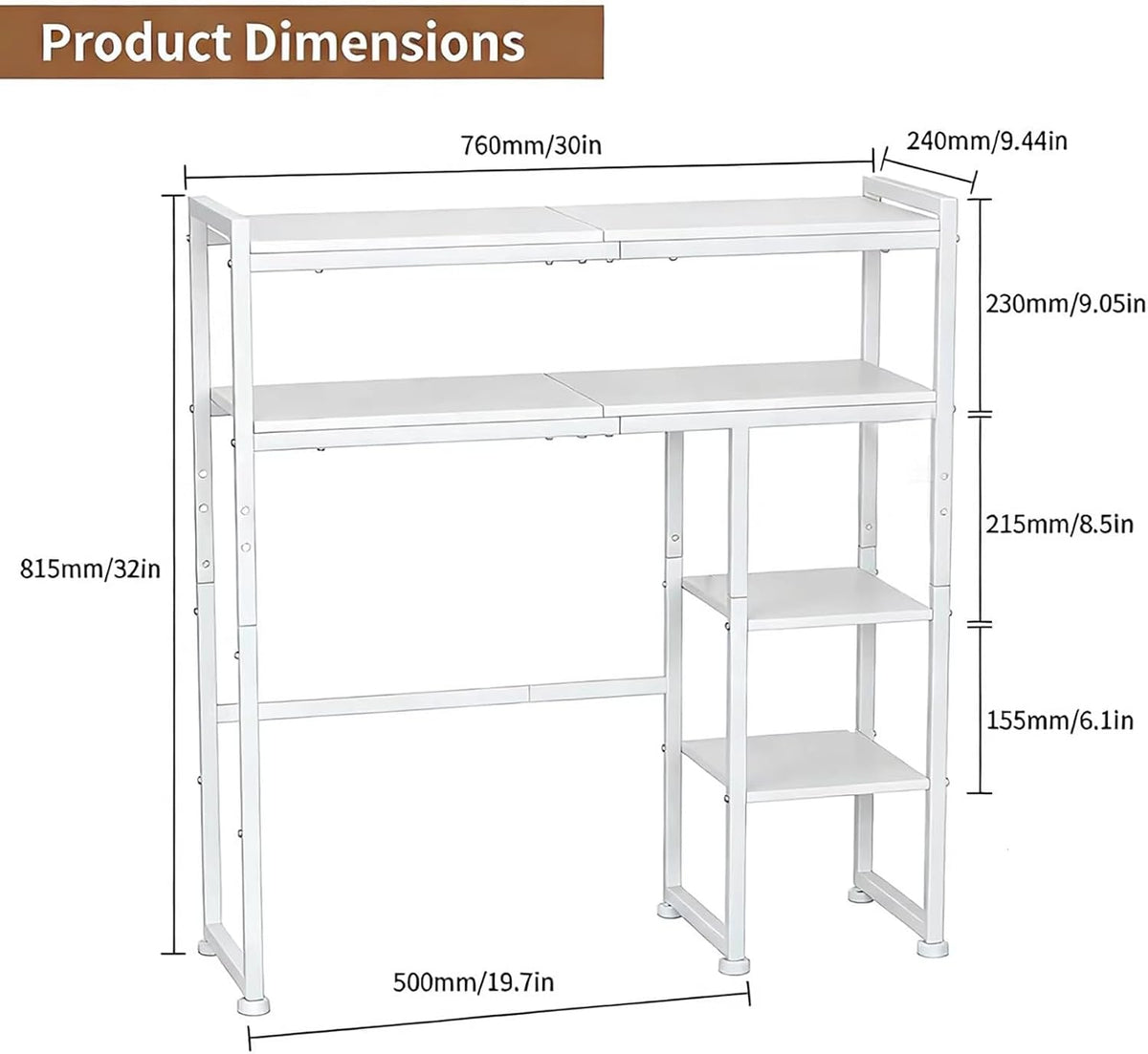 Aetheris Desktop Organizer Shelf, 30" Wooden Office Storage Rack, Display Shelf Rack, 5 Tier Desktop Display Rac, Desk Shelf, Desk Hutch for Computer Monitor