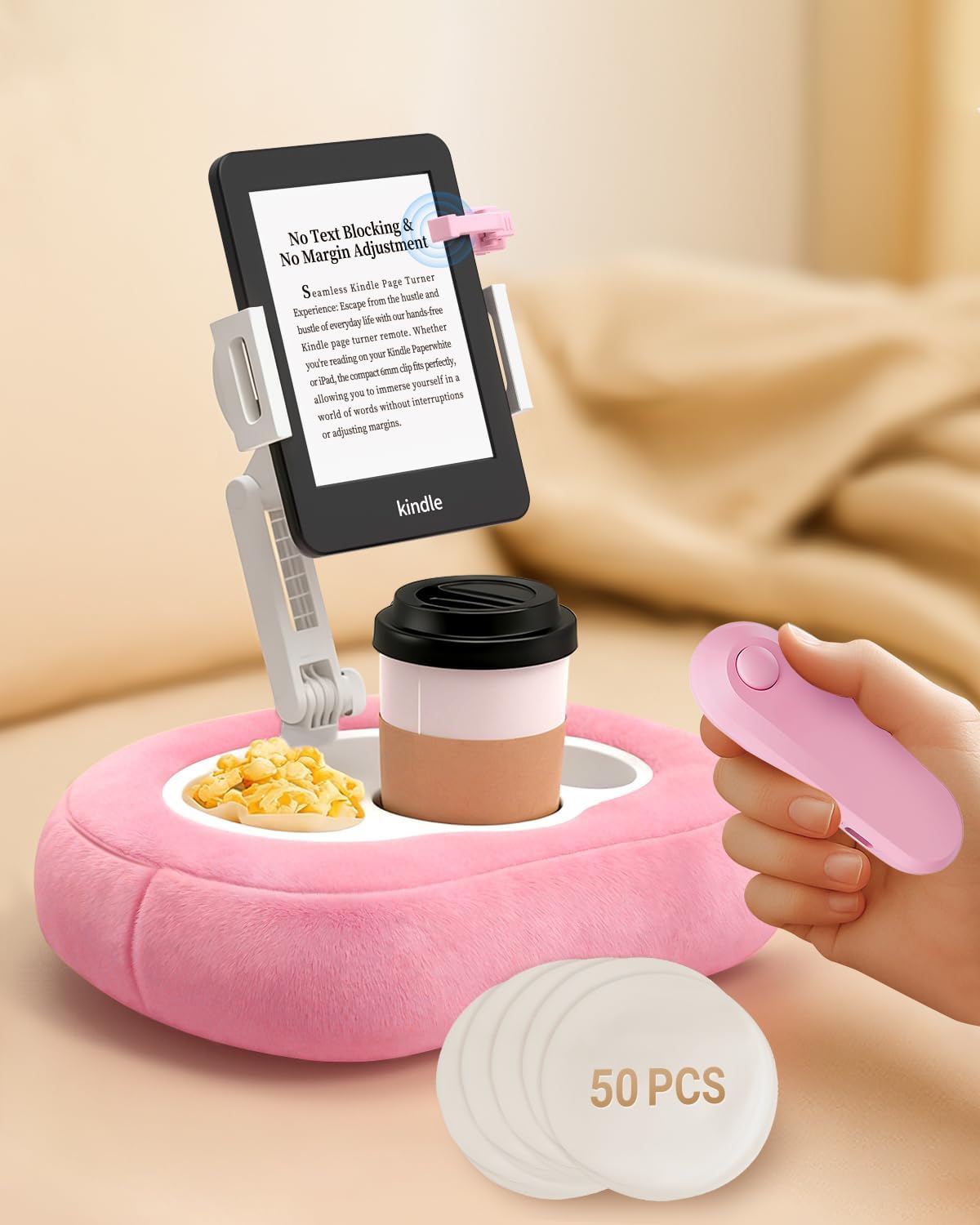 Pillow Stand & Remote Page Turner for Bed, Compatible with Kindle