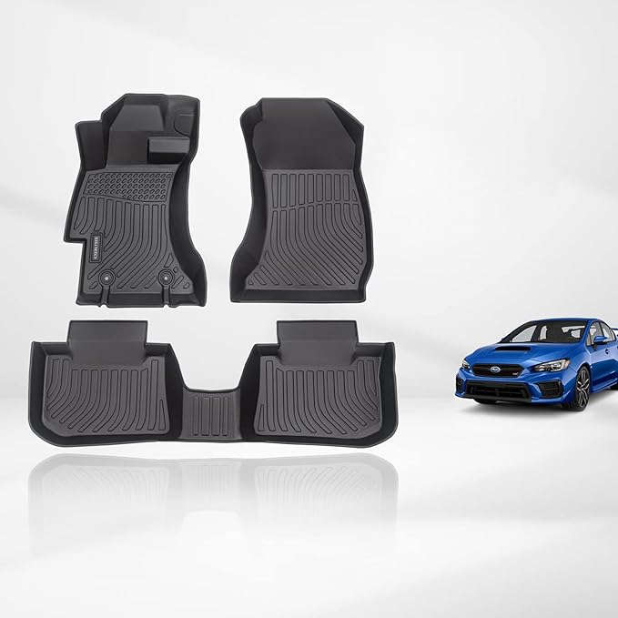 KELCSEECS® Floor Mats Custom for Subaru WRX& WRX STi 2021 2020 2019 2018 2016 2015 All Weather Protection TPE Heavy Duty Non-Slip Floor Liners Fits Front& 2nd Row Full Set Accessories, Black