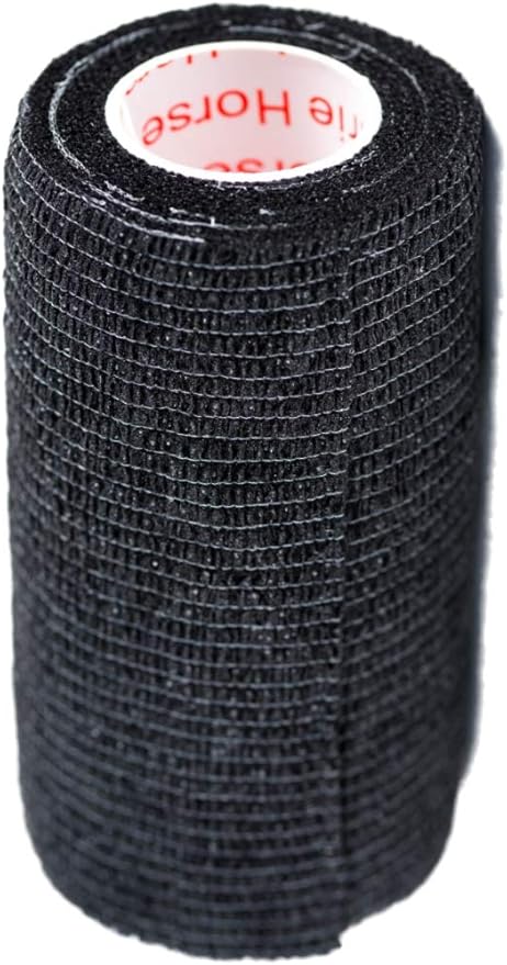 3 Inch Vet Wrap Tape Bulk (Black) (Pack of 12) Self Adhesive Adherent Adhering Flex Bandage Grip Roll for Dog Cat Pet Horse