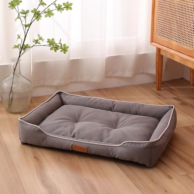 Pet Bed & Dog Beds: Waterproof Dog Bed for Small/Med/Large Dogs/Cats Premium Oxford Cloth, All-Season, Bite-Resistant, Shape-Retaining, Thick PP Cotton, Quick Rebound, Urine-Proof (Large)