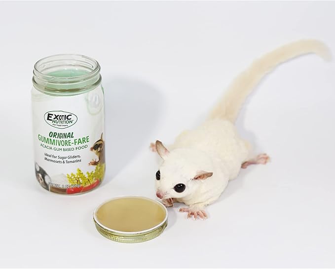 Gummivore-Fare - Original Flavor with Mealworms - Healthy All Natural Native Food Treat Sugar Gliders, Marmosets, Tamarins, and other Gum-Feeding Mammals - 8 oz. Jar - Acacia Gum-Based Supplement
