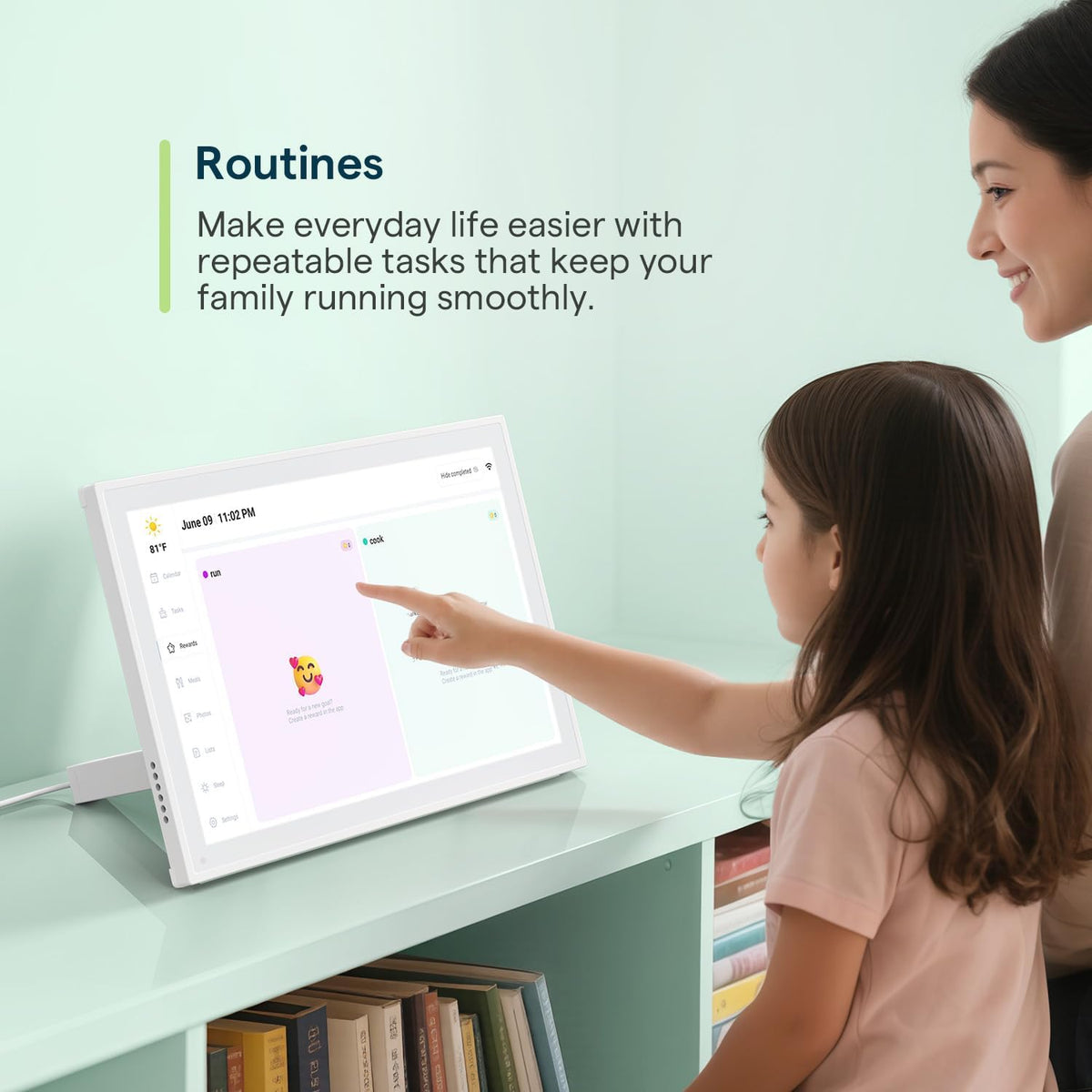 10.1" Digital Calendar, Smart Touchscreen Chore Chart & Planner, White
