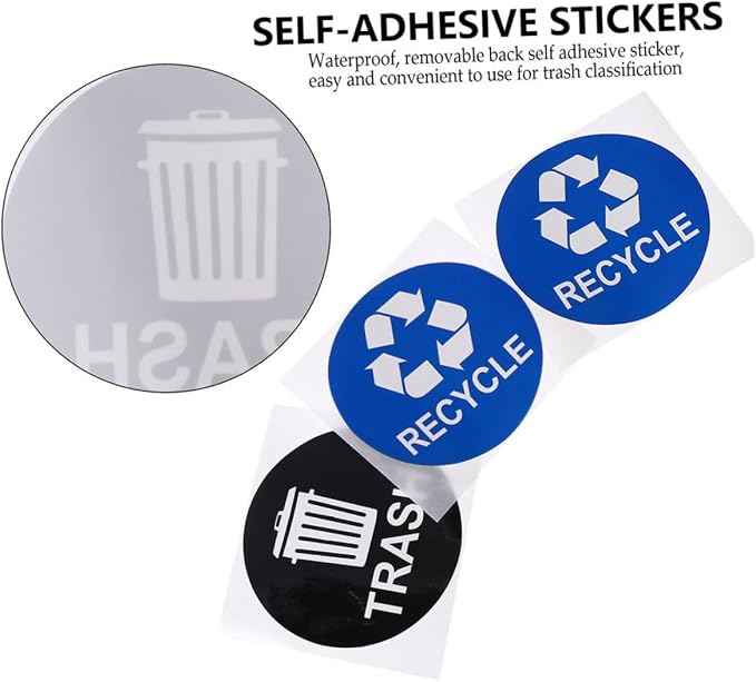 8pcs Trash Sorting Decals Self-Adhesive Waste Container Stickers