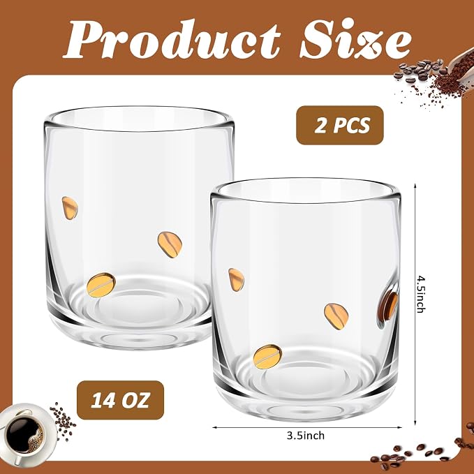 SiliFine 2 Pcs Coffee Icon Juice Glasses