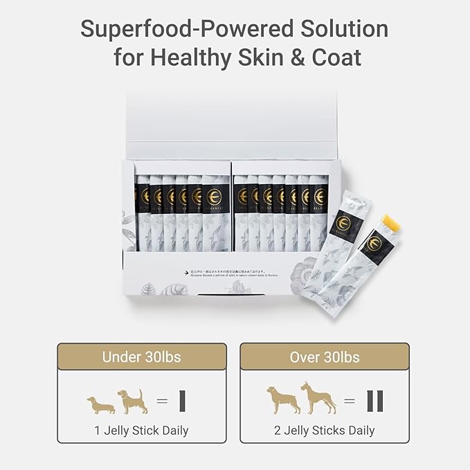 Jelly Stick for Dogs - Natural Swiftlet Nest & Collagen Treats, Supports Itchy Skin, Coat Health, Immune System, Hot Spots & Allergy Relief Supplement, 30 Packs