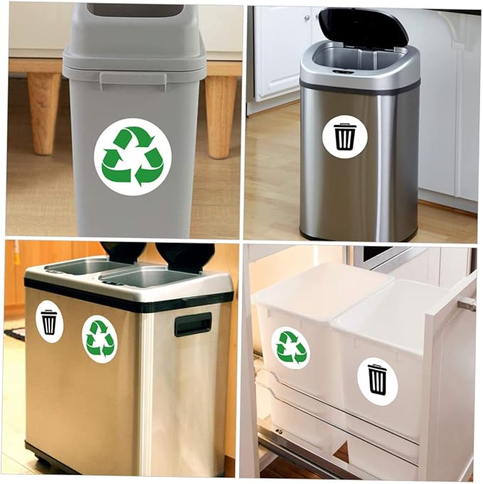 Garbage Sorting Stickers Set 6 Self-Adhesive Waste Classification Labels