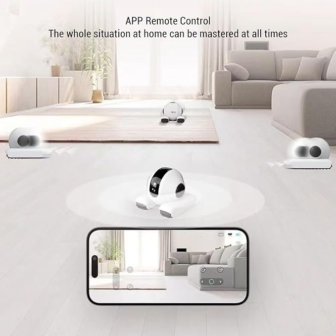 Pet Camera, 1920x1080 HD 2 Way Talk Motion Detection Auto Cruise 360 Rotation, with 6 Actions 8 Sounds for Cats and Dogs, APP Control Storage Indoor Security Camera (64G)