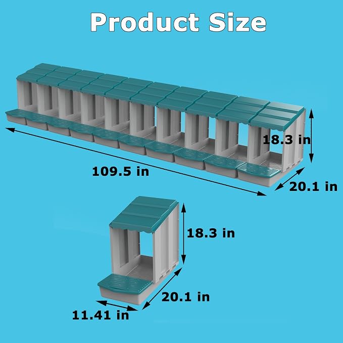 AUTENS Chicken Nesting Boxes, 10 Hole Laying Boxes, 2 Nest Mat, Plastic Roll