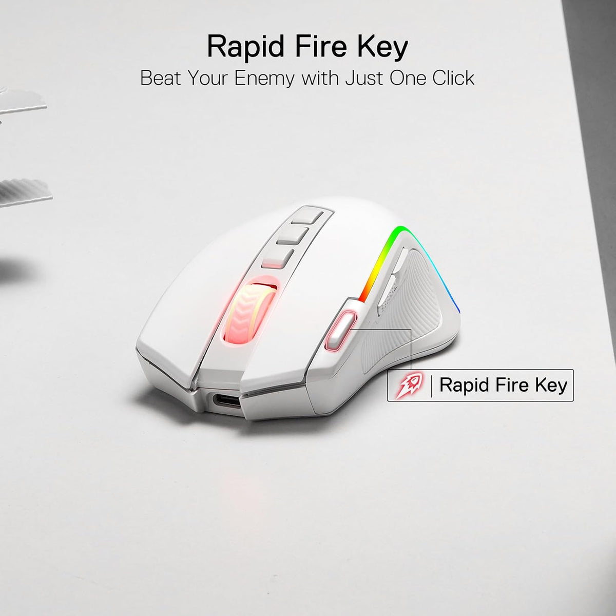 Redragon M612 Wireless RGB Optical Gaming Mouse 8000 DPI Remapping Keys
