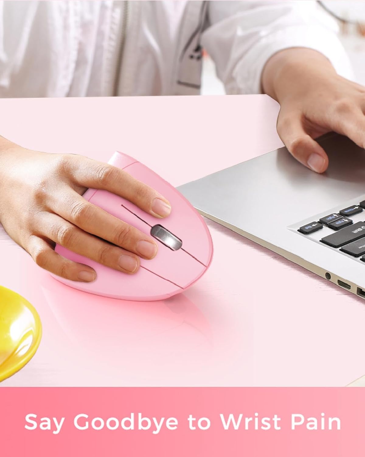 Lekvey Ergonomic Mouse, Rechargeable Vertical Wireless Mouse, Pink