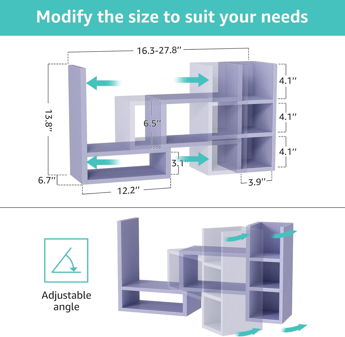 NUTIKAS Desk Shelves Desktop Organizer Shlef - Purple Office Organization for Top of Desk Organizers and Accessories Corner Bookshelf Table Top Shelving Small Hutch Decorations for Women Office