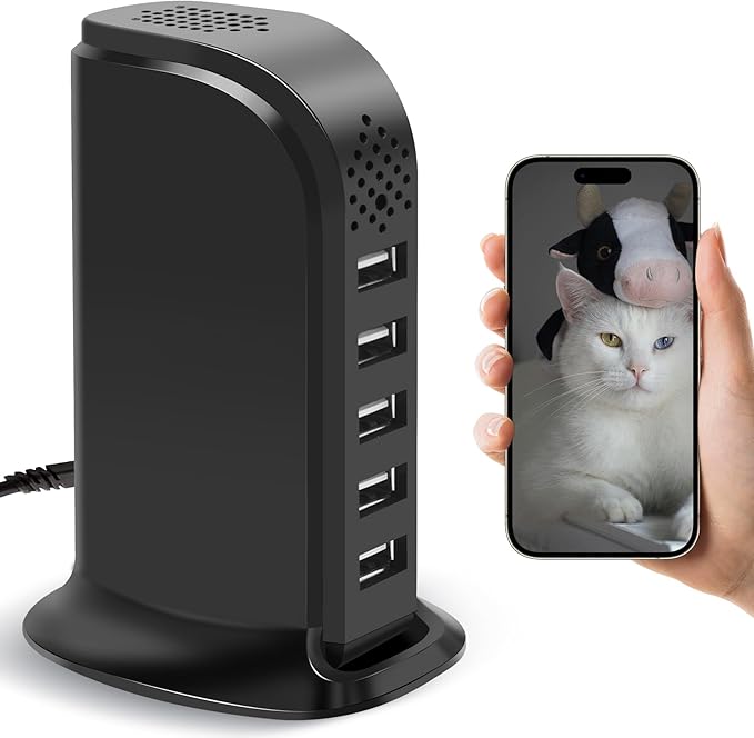 WiFi Pet Camera Wireless USB Charger Camera with Phone App, Home Security Nanny Cam Phone Charger with Motion Detection