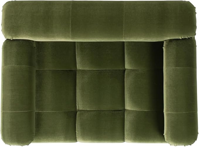 Marcel Upholstered Modern Pet Bed for Small & Medium Dogs and Cats, Sofa-Style Dog Bed with Bolstered Arms, Tufted Cushion, Water & Stain Resistant Velvet (Olive Green)