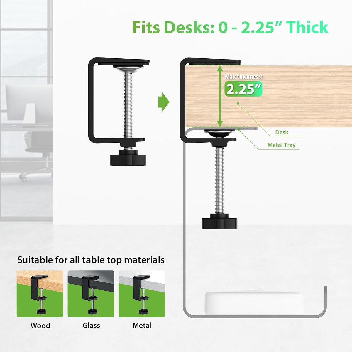 KEEGH 16 in Under Desk Cable Management Tray, Metal Cord Organizer, 2 Pack
