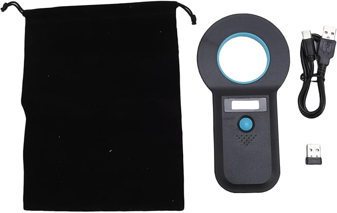 15 Digits Pet Chip Reader USB Connectivity Supports FDX B for EMID Double Frequency Pet Identification Ideal for OntheGo Scanning (Black)